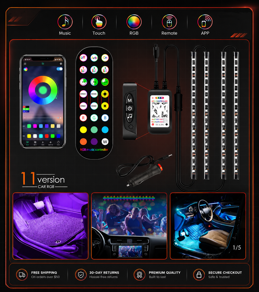 RGB Music Sync Car Ambient Lights